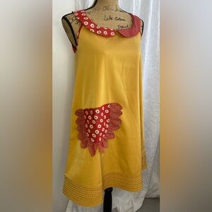 Artka A-line Shift Dress Peter Pan Collar & Flower Pocket. Cottagecore Size M